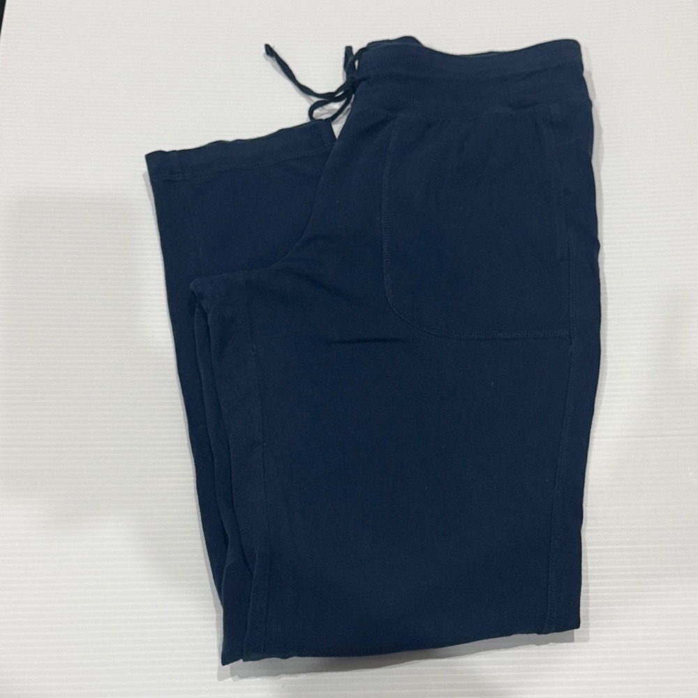 Athletic Works Womens Navy Blue Knit Straight Leg Drawstring Pants Medium 8-10